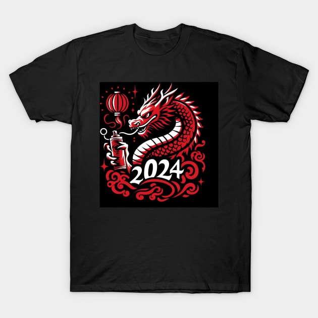 Year of the Dragon Stencil T-Shirt by CyberDesign